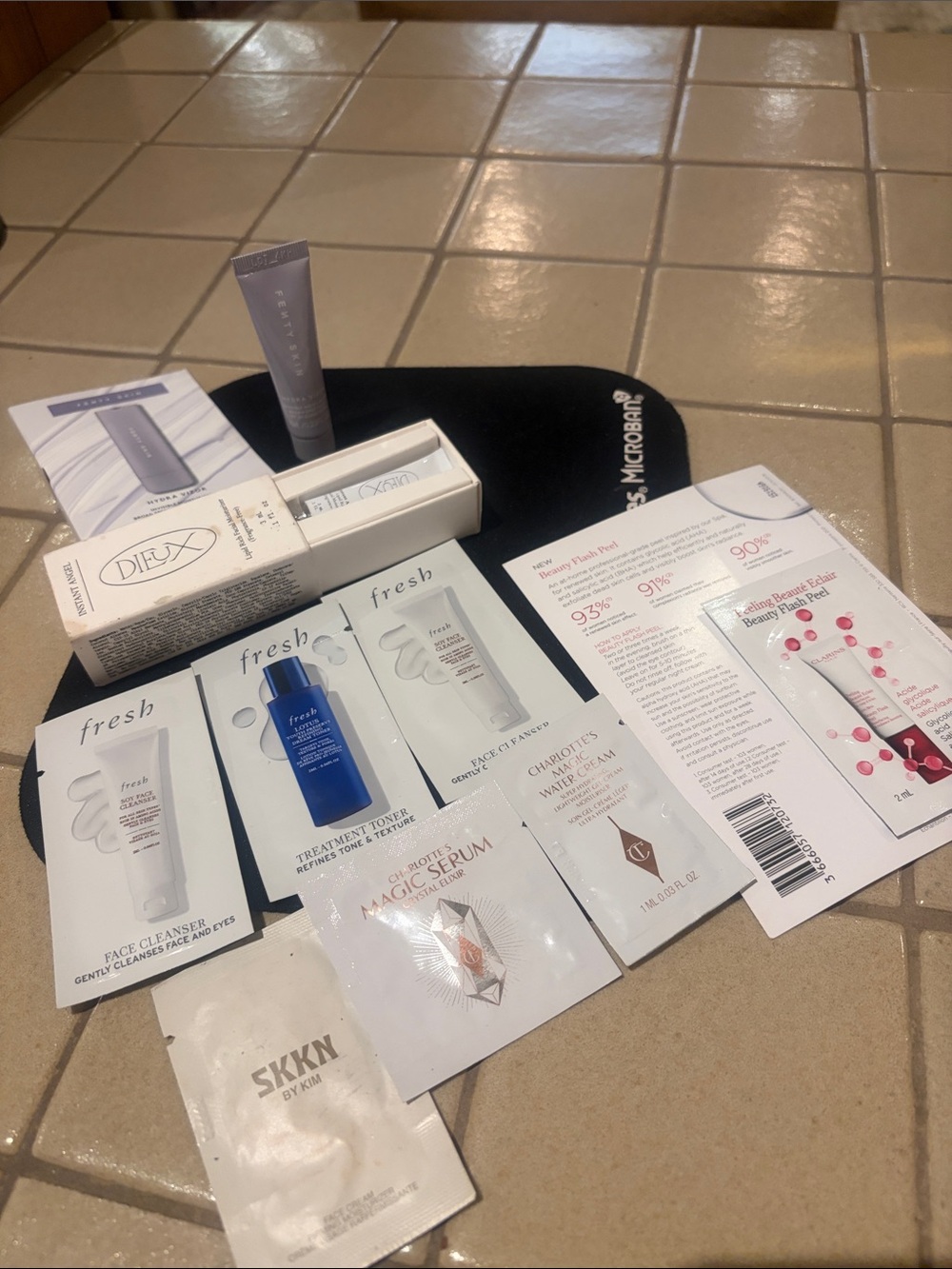 Skincare Sample Lot with Fresh & Charlotte Tilbury fenty skin instant angel plus